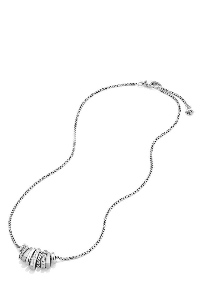 David Yurman Stax Small Pendant Necklace with Diamonds, Alternate, color,