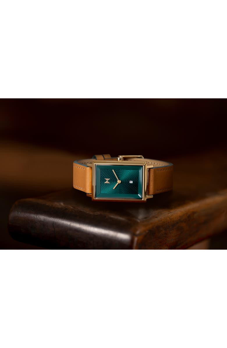 MVMT Signature Square Alpine Treasure Leather Strap Watch, 24mm, Alternate, color, 