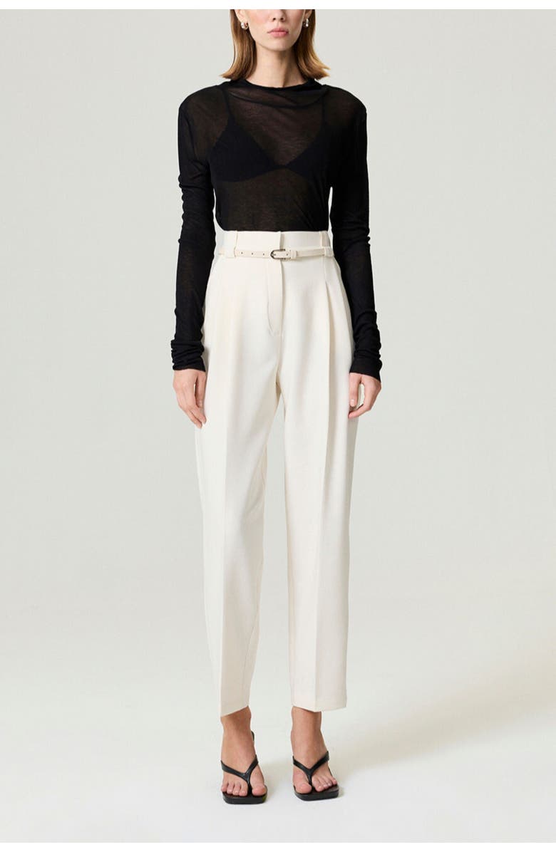 Nocturne Belt Detailed Pants, Alternate, color, Ivory