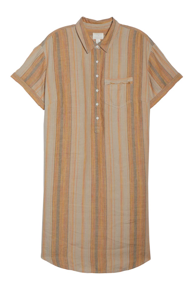 Stripe Linen Shirtdress, Alternate, color, CORAL MULTI STRIPE