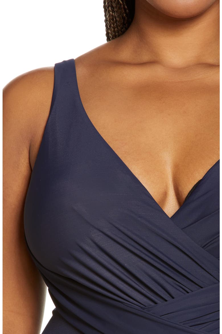 Illusionist Crossover One-Piece Swimsuit, Alternate, color, MIDNGHT BU