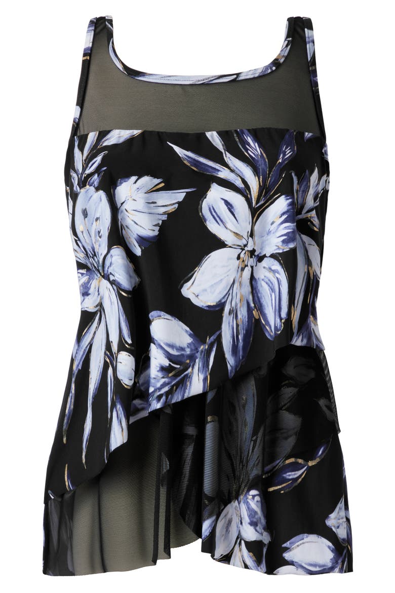 Fiore di Luna Mirage Tankini Top, Alternate, color, BLACK/WHITE