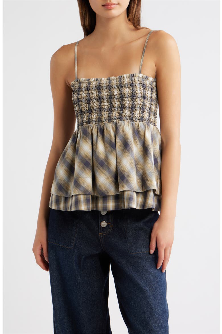 Azalea Smocked Organic Cotton Camisole, Main, color, CARDAMON