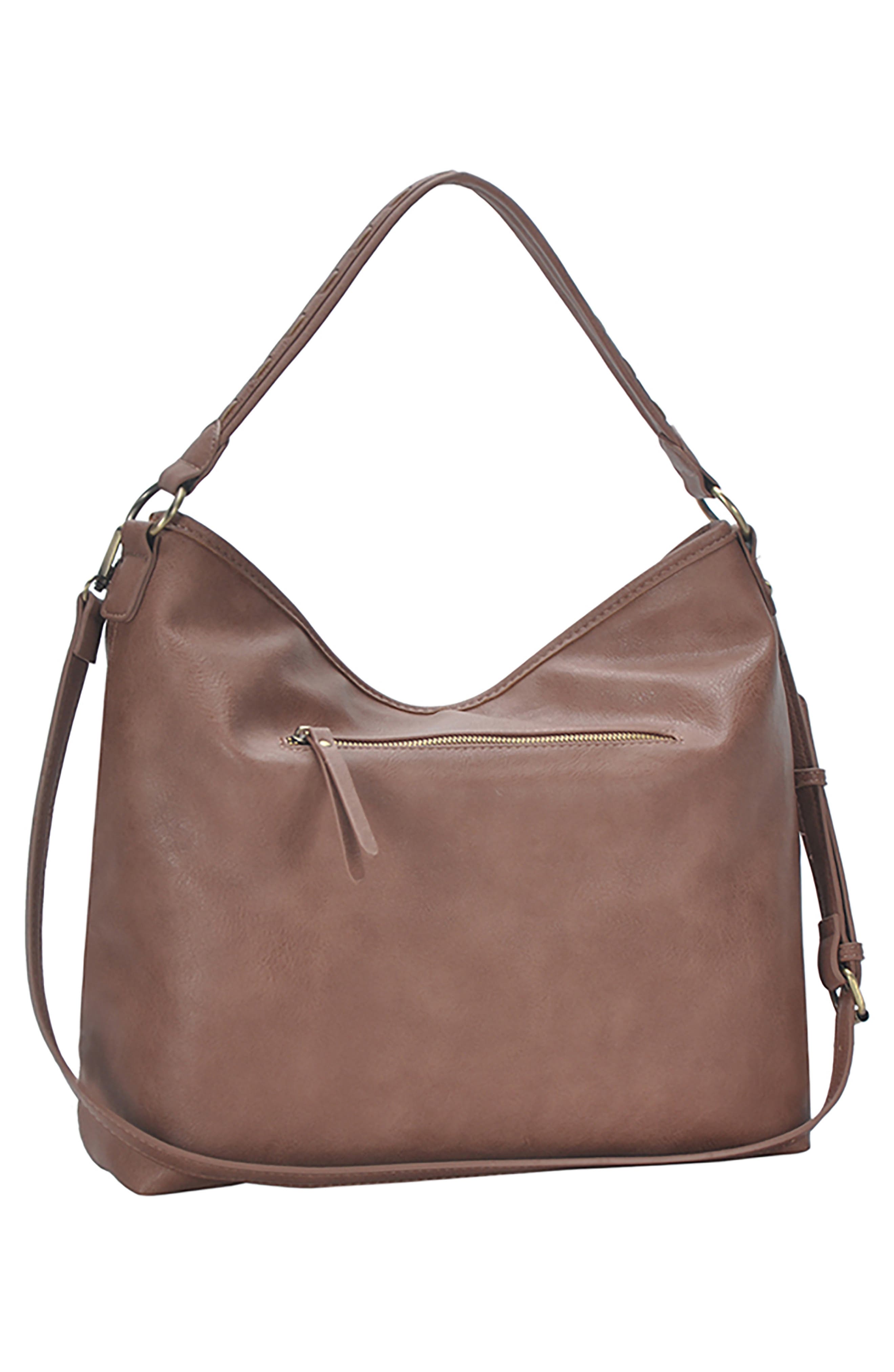 Braided Faux Leather Hobo Bag, Alternate, color, MAUVE