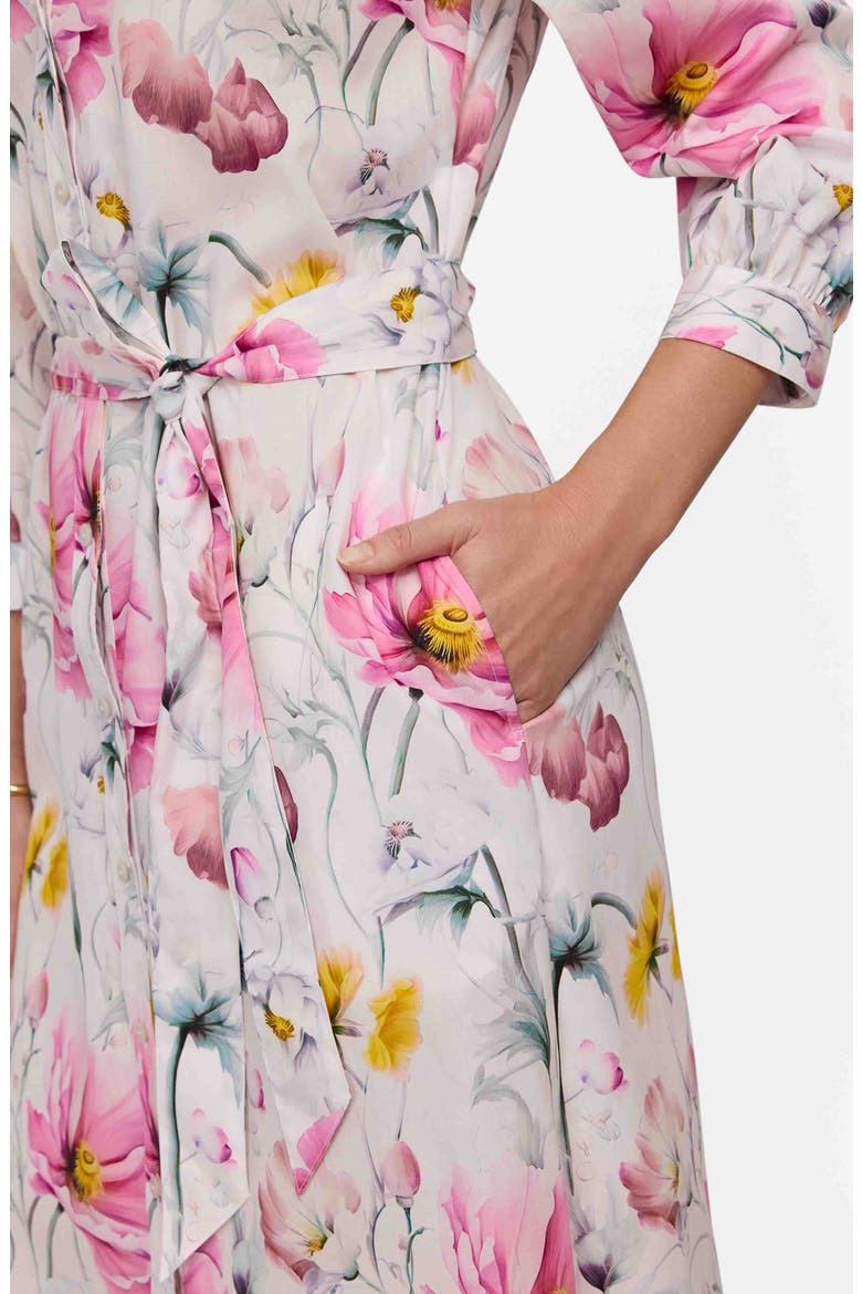 Esther Floral Belted Cotton Shirtdress, Alternate, color, PINK/ MULTI