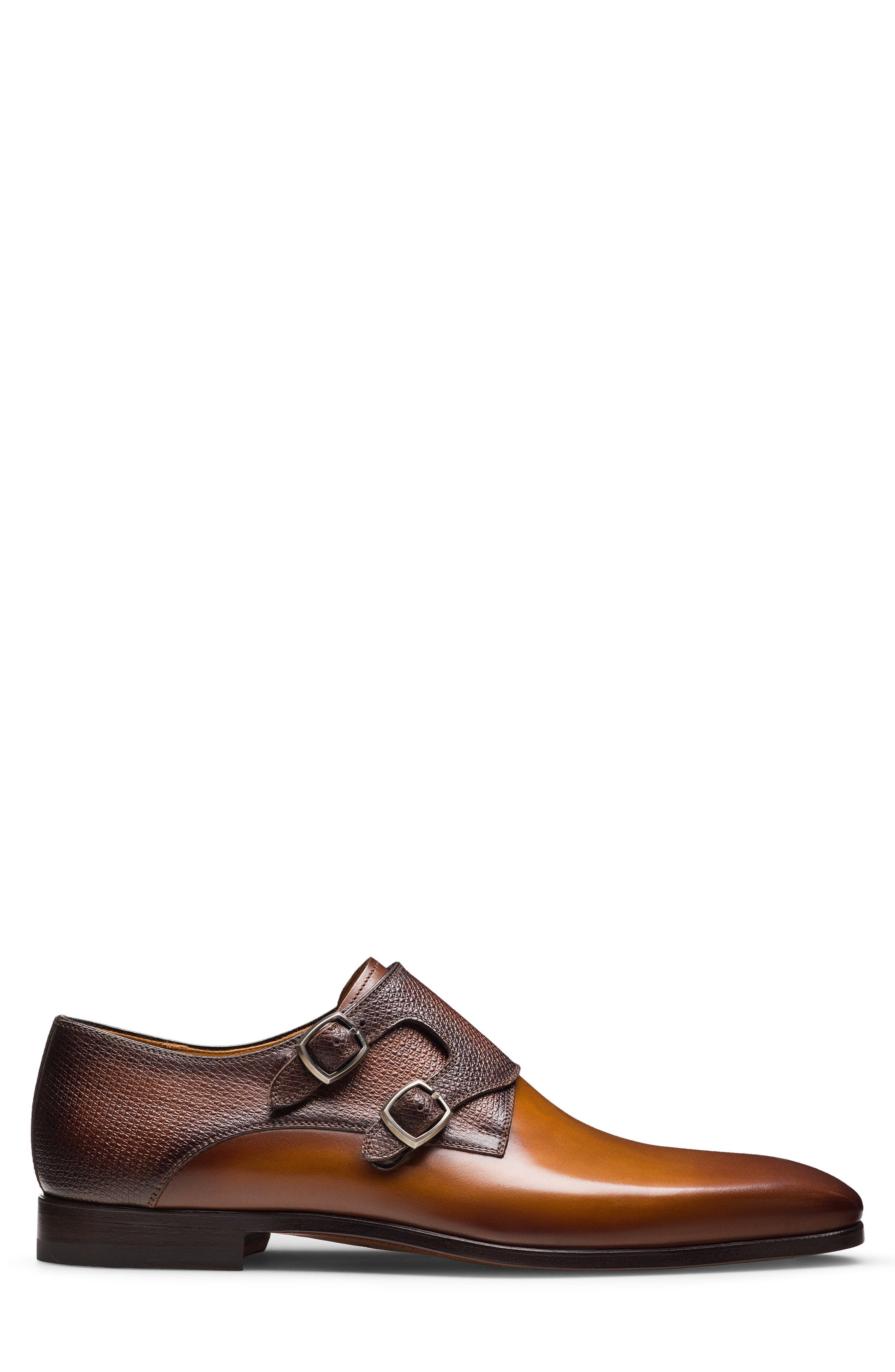 Dacian Two Buckle Monk Shoe, Alternate, color, CUERO / MID-BROWN