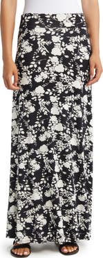 Loveappella Floral Roll Top Maxi Skirt
