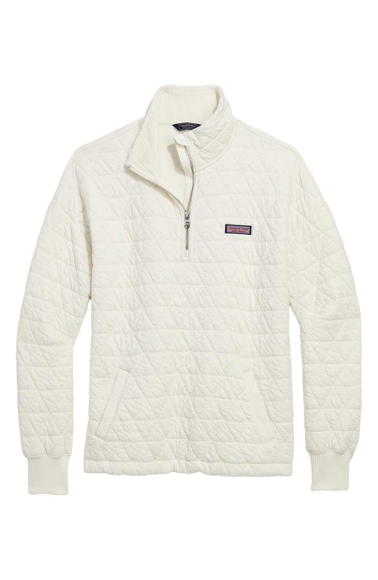 vineyard vines Quilted Quarter Zip Pullover, Main, color, Marshmallow