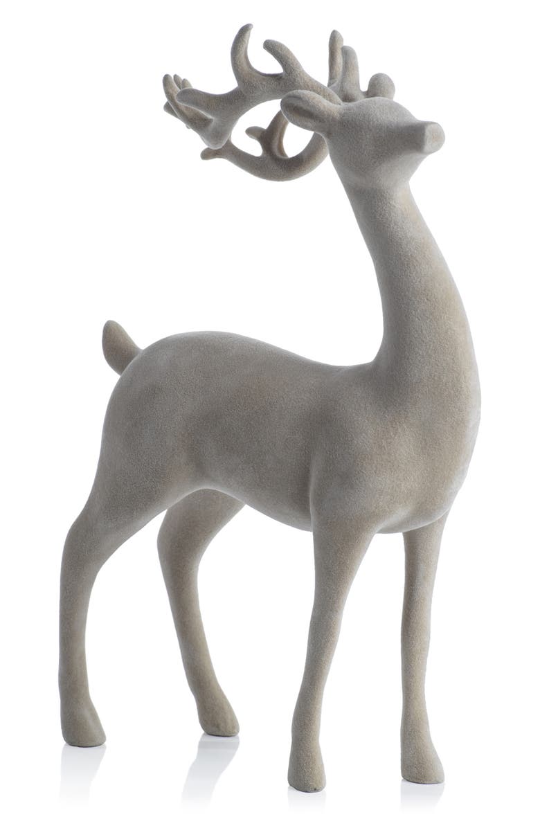 Zodax Flocked Deer Figurine, Main, color, Light Taupe