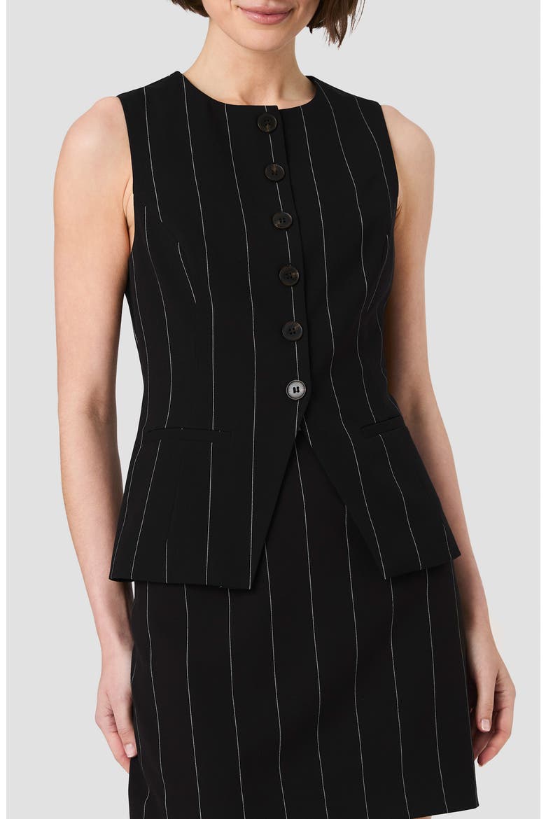 Pinstripe Button-Up Tank, Main, color, BLACK/WHITE