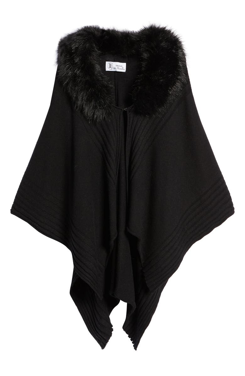 La Fiorentina Rib Ruana with Faux Fur Collar, Alternate, color, 