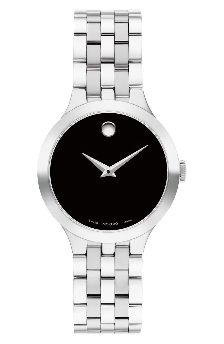 Movado Veturi Museum Dot Bracelet Watch, 28mm, Main, color, Black