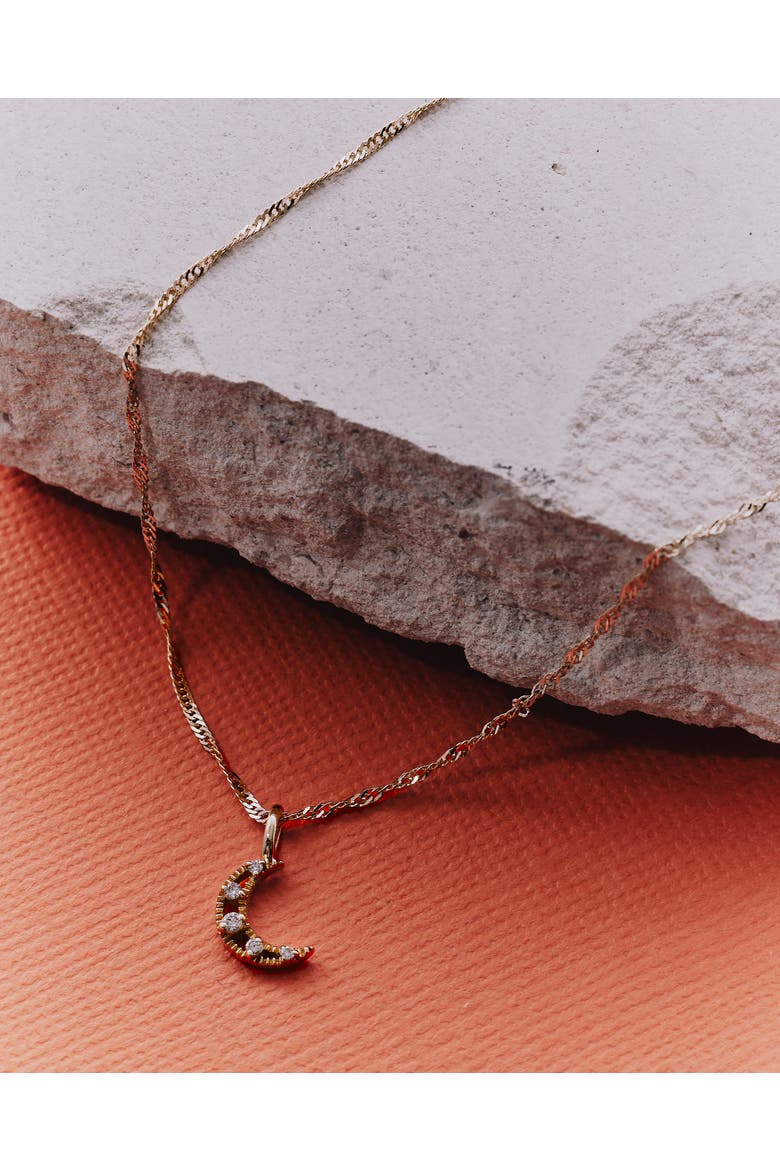 Moon Diamond Necklace, Alternate, color, Moon