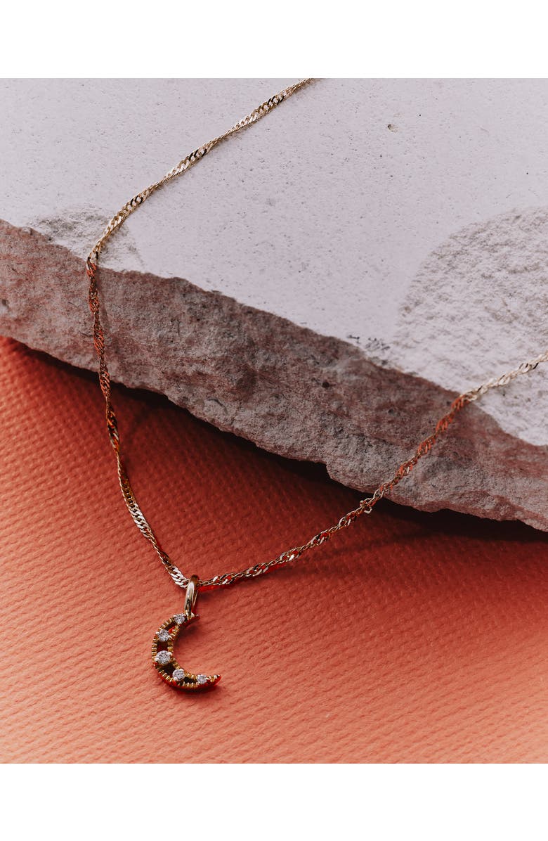 Edge of Ember Moon Diamond Necklace, Alternate, color, Moon