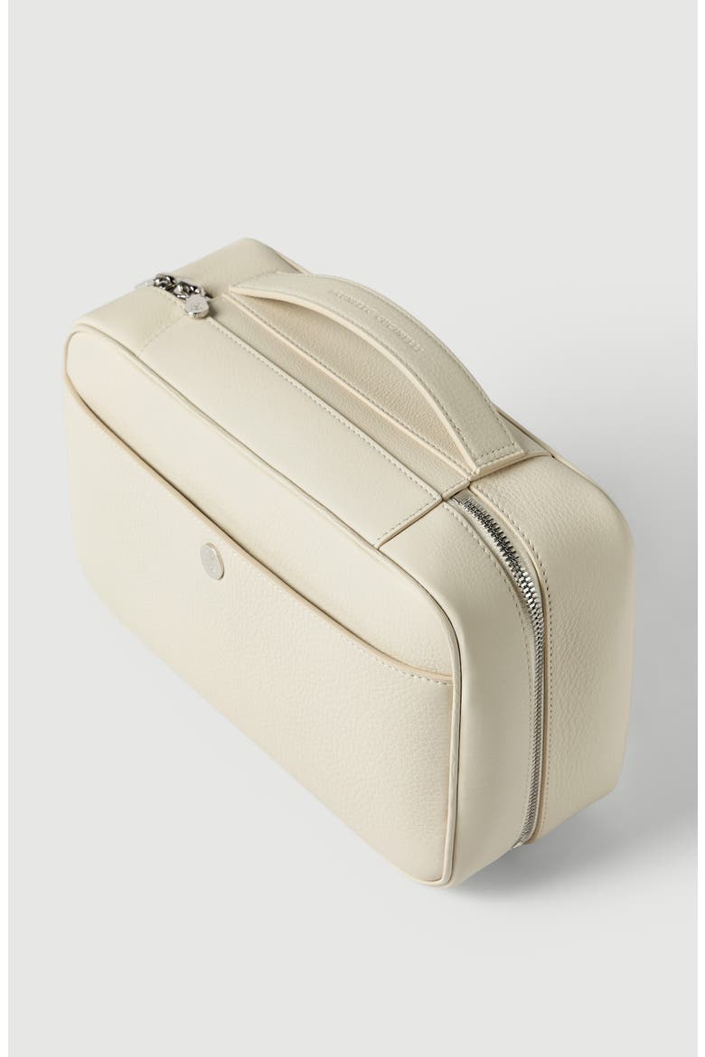 Fine grain calfskin travel beauty case, Alternate, color, White