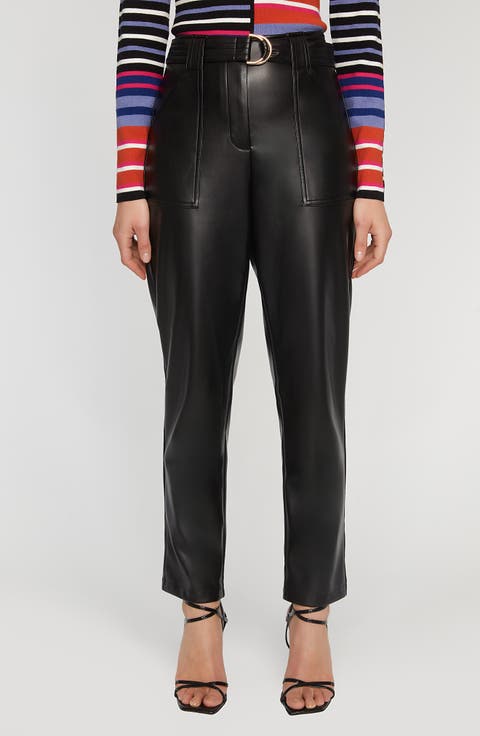 The Clea Belted High Waist Faux Leather Pants