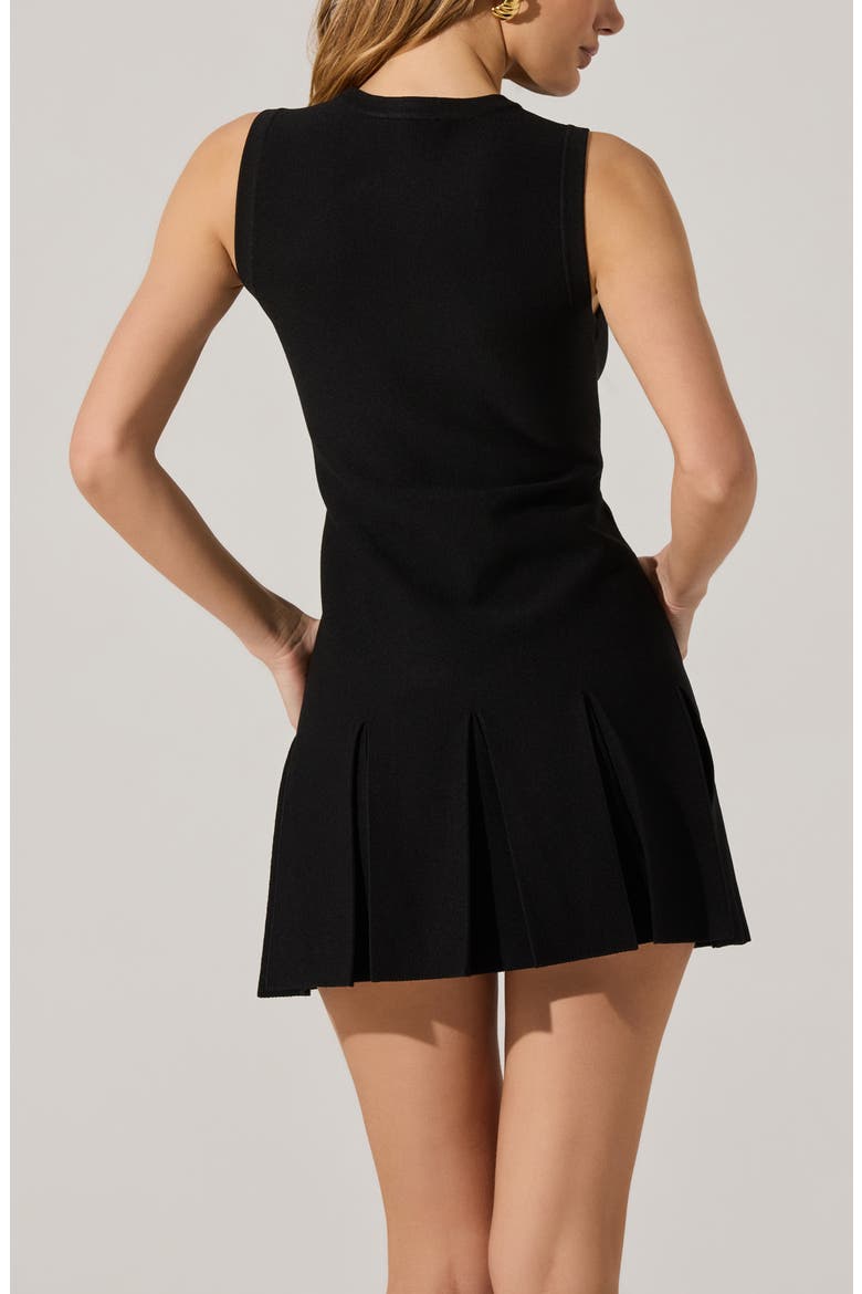 Pleated Sleeveless Sweater Minidress, Alternate, color, BLACK