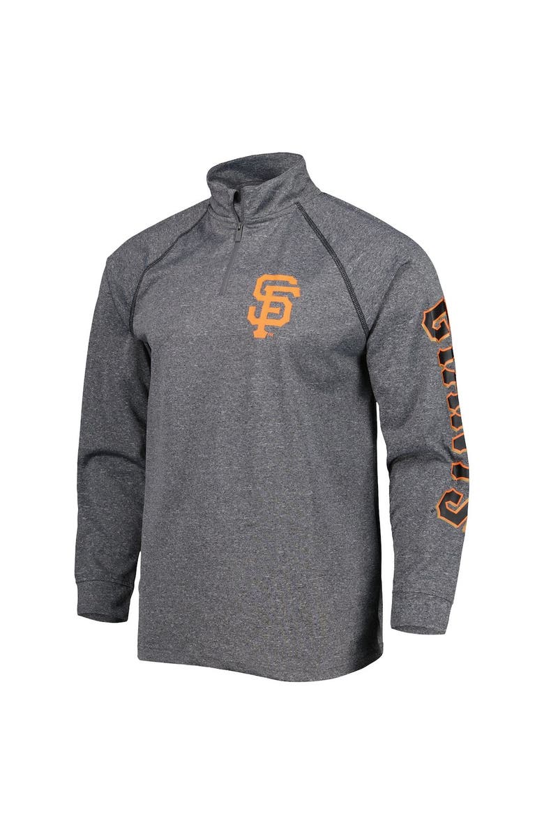 STITCHES Men's Stitches Heather Gray San Francisco Giants Wordmark Raglan Quarter-Zip Top, Alternate, color, 