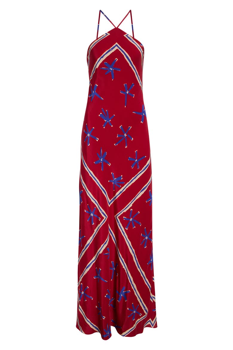 Cubism Halter Maxi Dress, Alternate, color, PAINTED FOULARD
