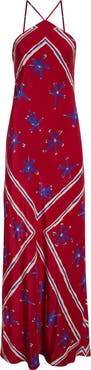 STAUD Cubism Halter Maxi Dress