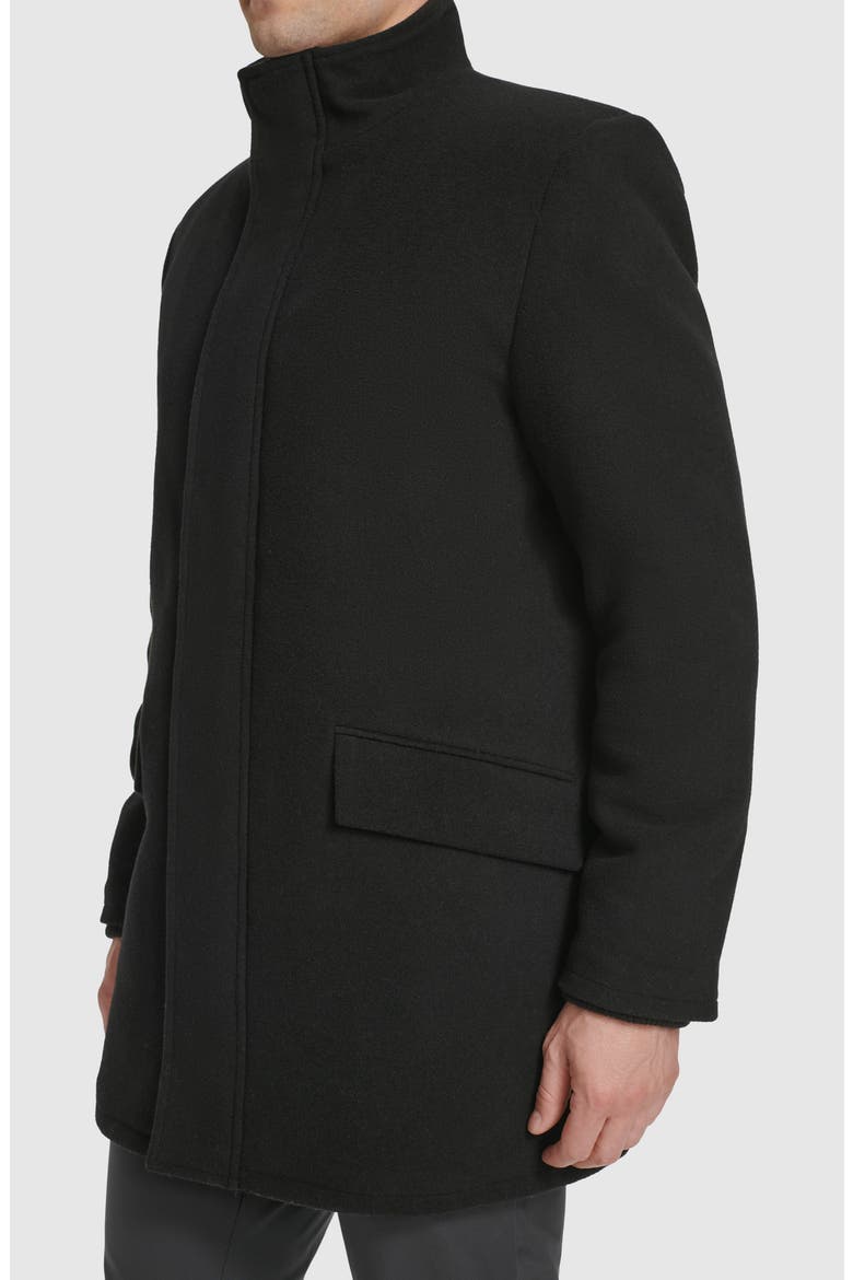 Stand Collar Wool Blend Car Coat, Alternate, color, BLACK