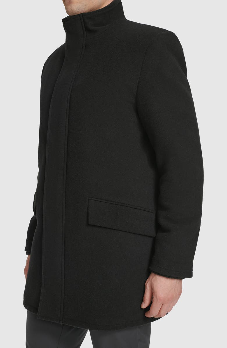 Cole Haan Signature Stand Collar Wool Blend Car Coat, Alternate, color, Black