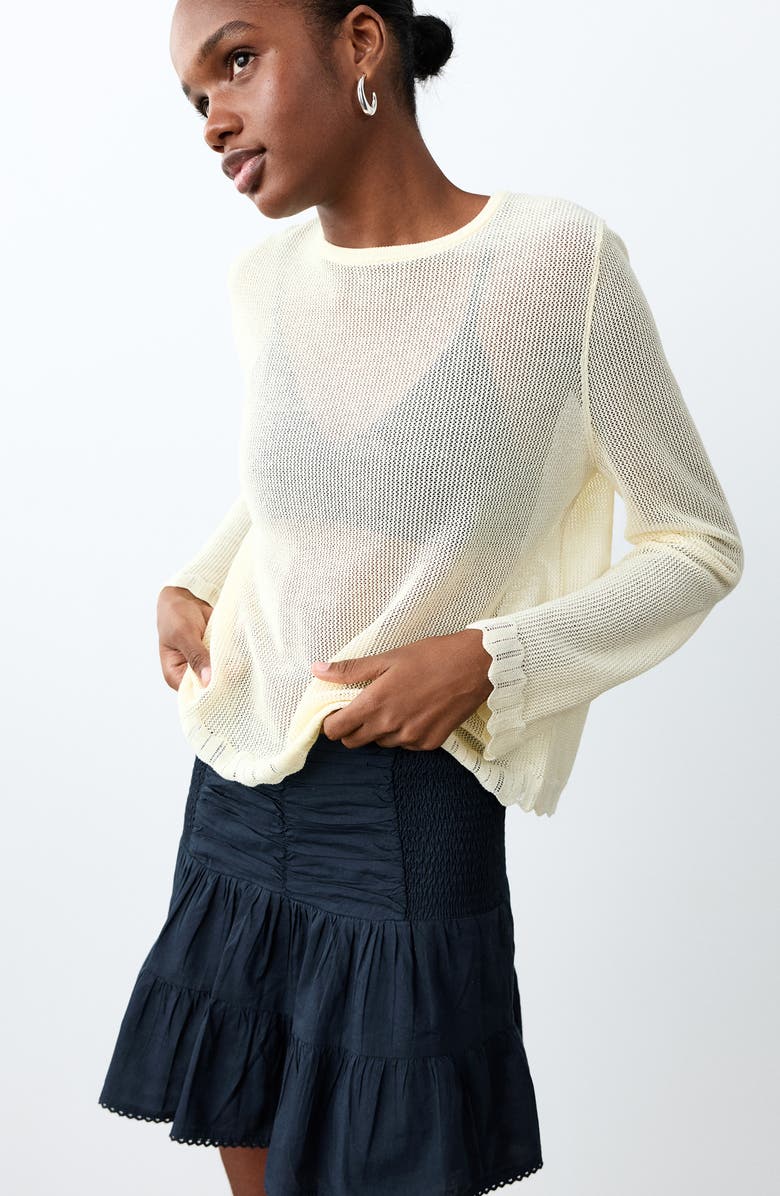 MANGO TEEN Ruched Ruffle Miniskirt, Alternate, color, Navy