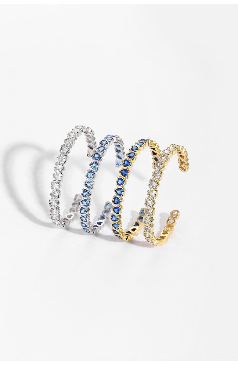 Classicharms Heart Shaped Cubic Zirconia Cuff Bracelet Set, Alternate, color, Gold