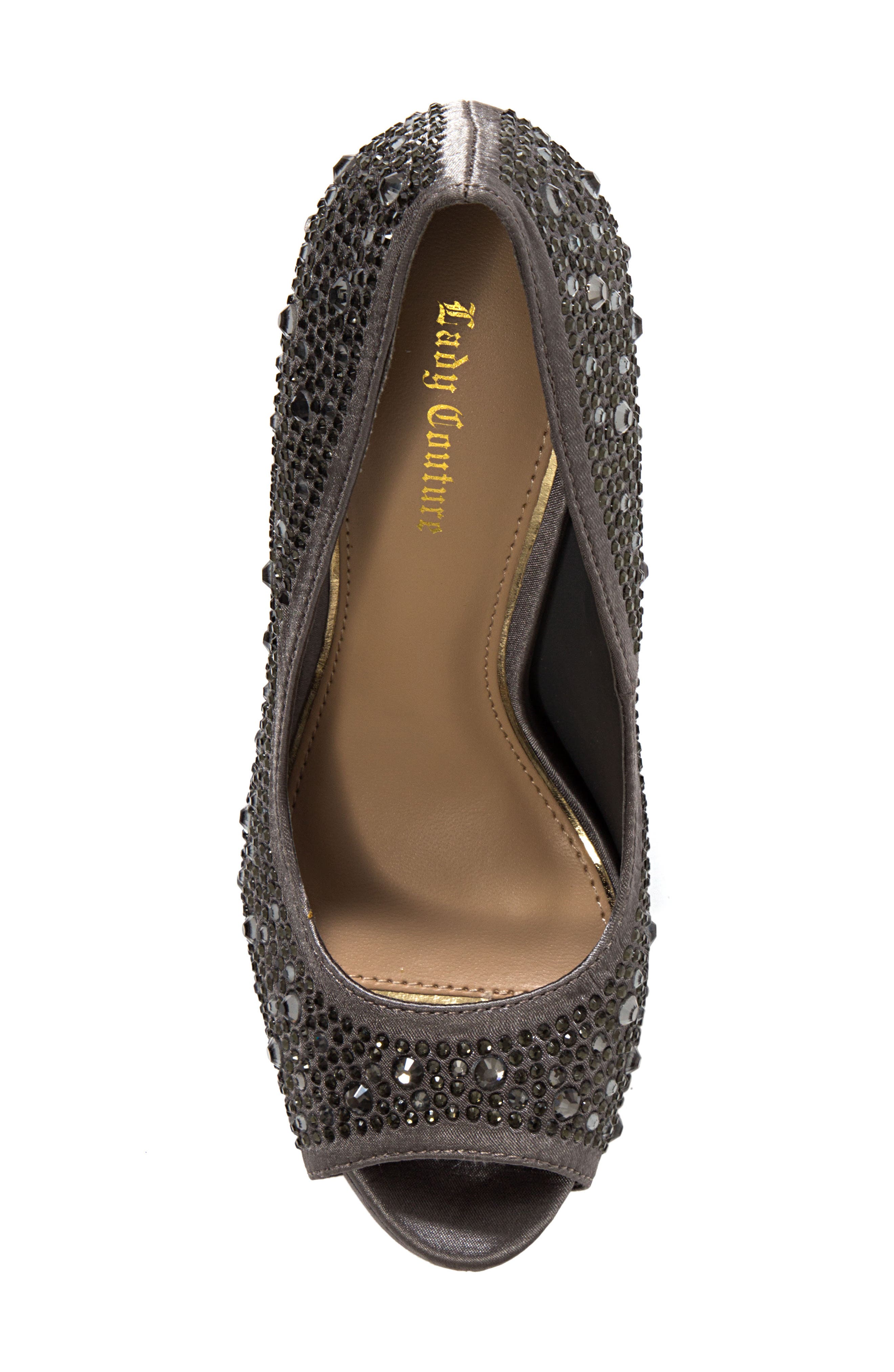 LADY COUTURE Lauren Rhinestone Embellished Platform Sandal, Alternate, color, Pewter