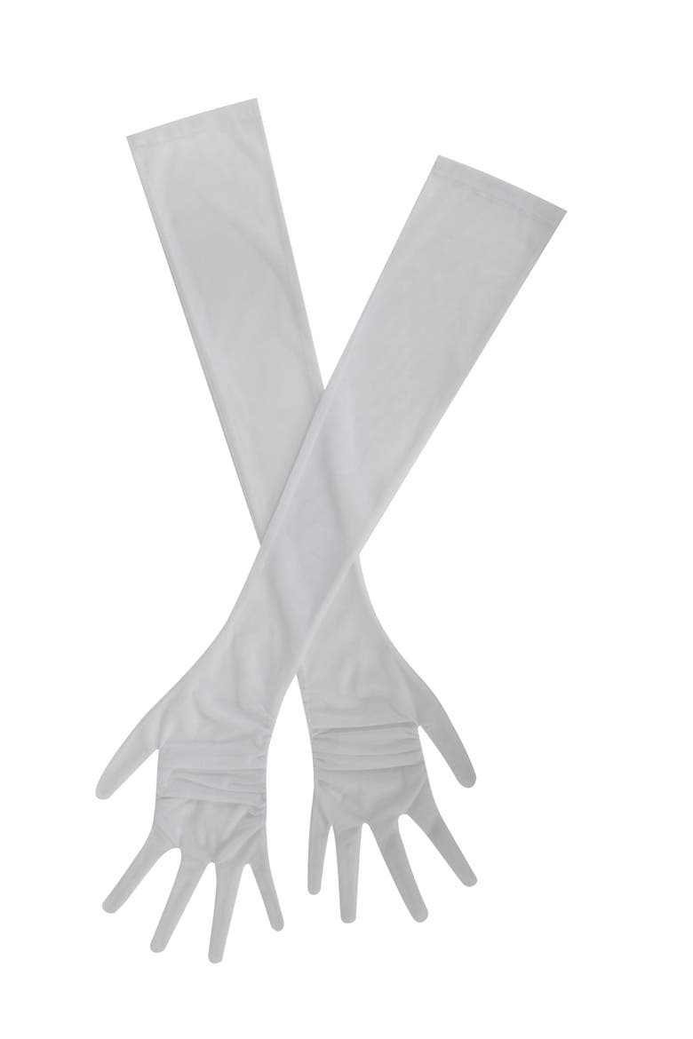 Qira Mesh Opera-length Gloves, Main, color, White
