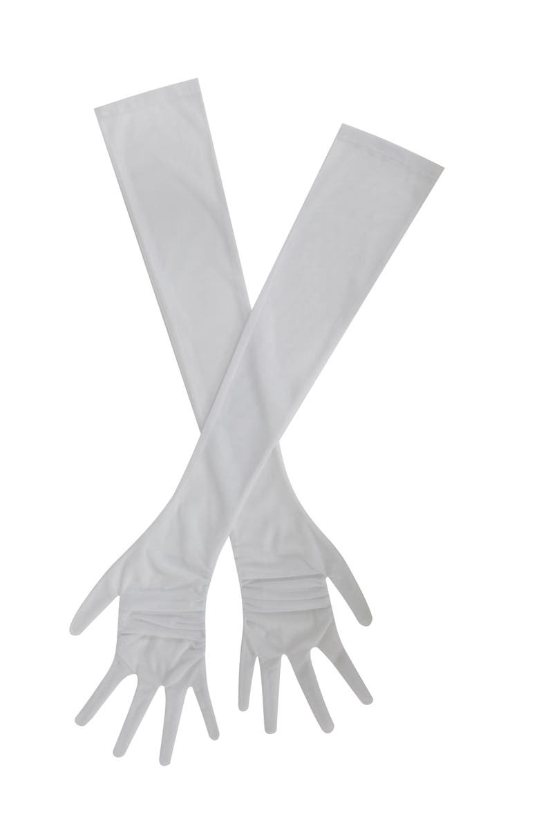 Miss Circle Qira Mesh Opera-length Gloves, Main, color, White