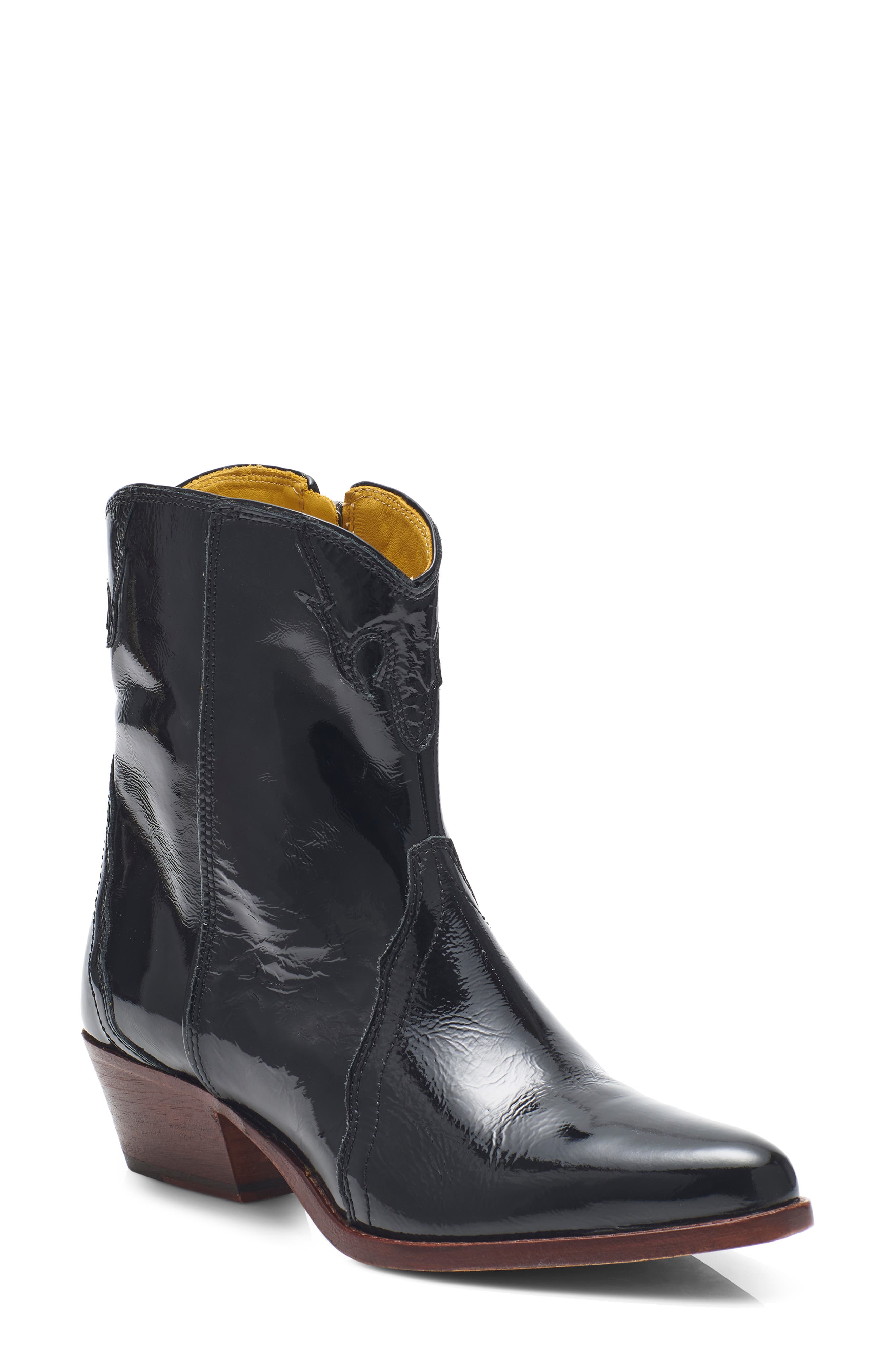 New Frontier Western Bootie, Main, color, BLACK LEATHER