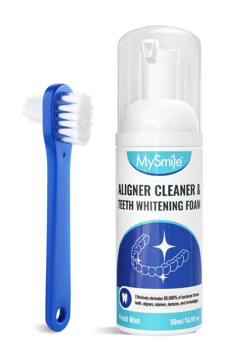 2-in-1 Aligner Cleaner & Whitening Foam, Main, color, White