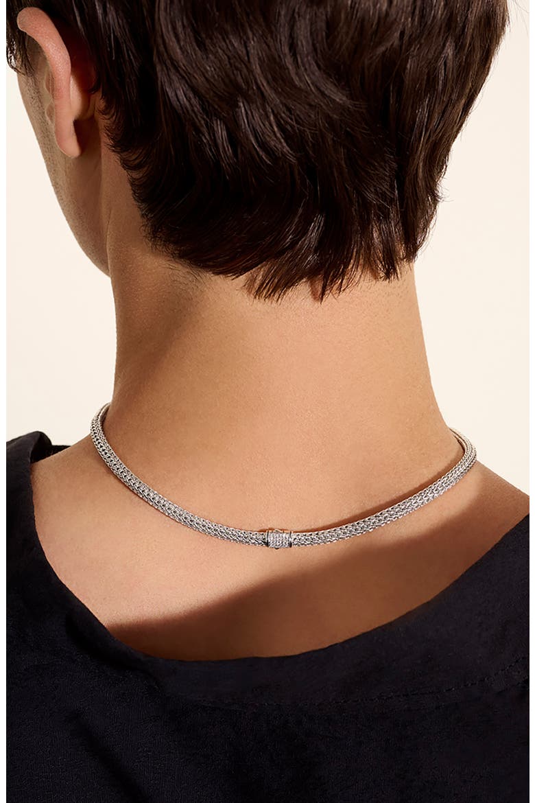 Icon Necklace, Sterling Silver, Pavé Diamond, Alternate, color, SILVER