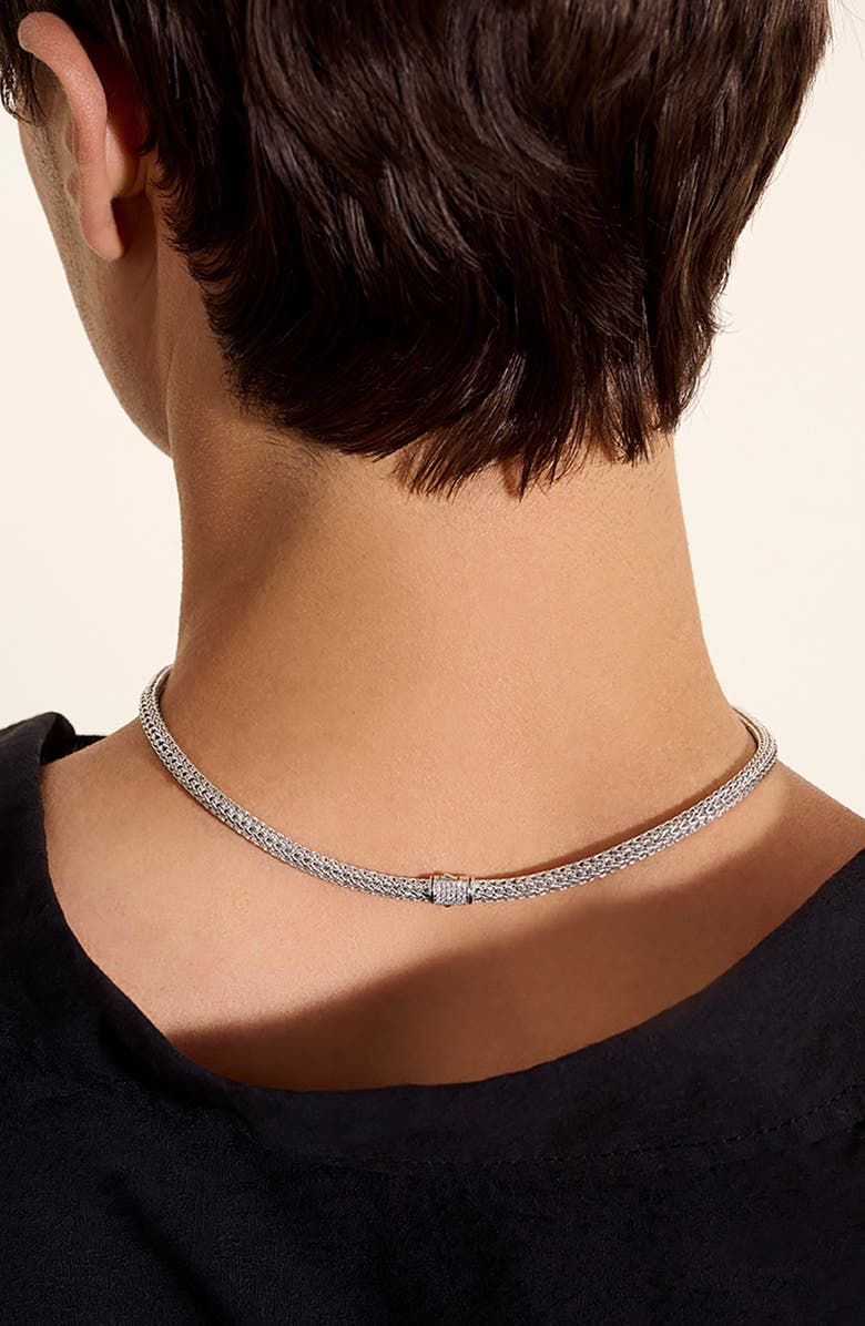 John Hardy Icon Necklace, Sterling Silver, Pavé Diamond, Alternate, color, Silver