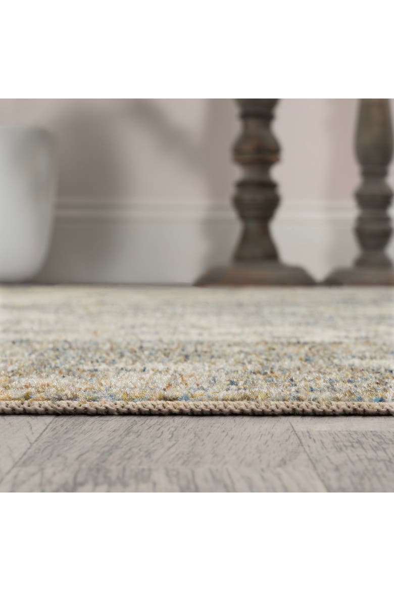 Pavel Distressed Medallion Low-Pile Machine-Washable Area Rug, Alternate, color, Blue/Cream