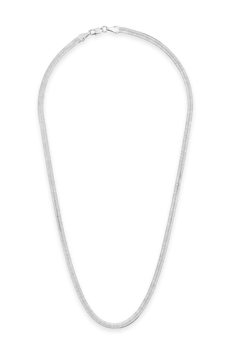 Sterling Forever Herringbone Chain Necklace, Main, color, Silver