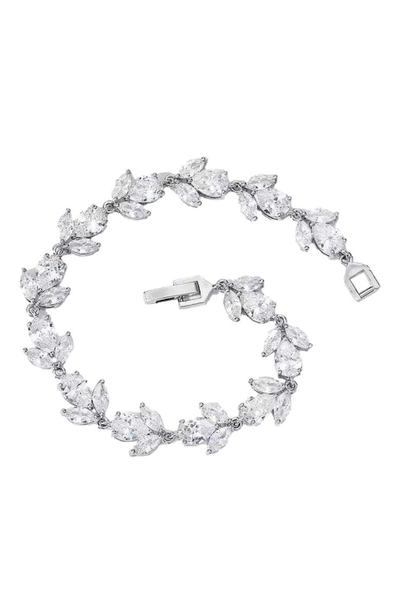 Hollywood Sensation Flower Blossom Cubic Zirconia Tennis Bracelet Marquise and Oval Cut, Alternate, color, 