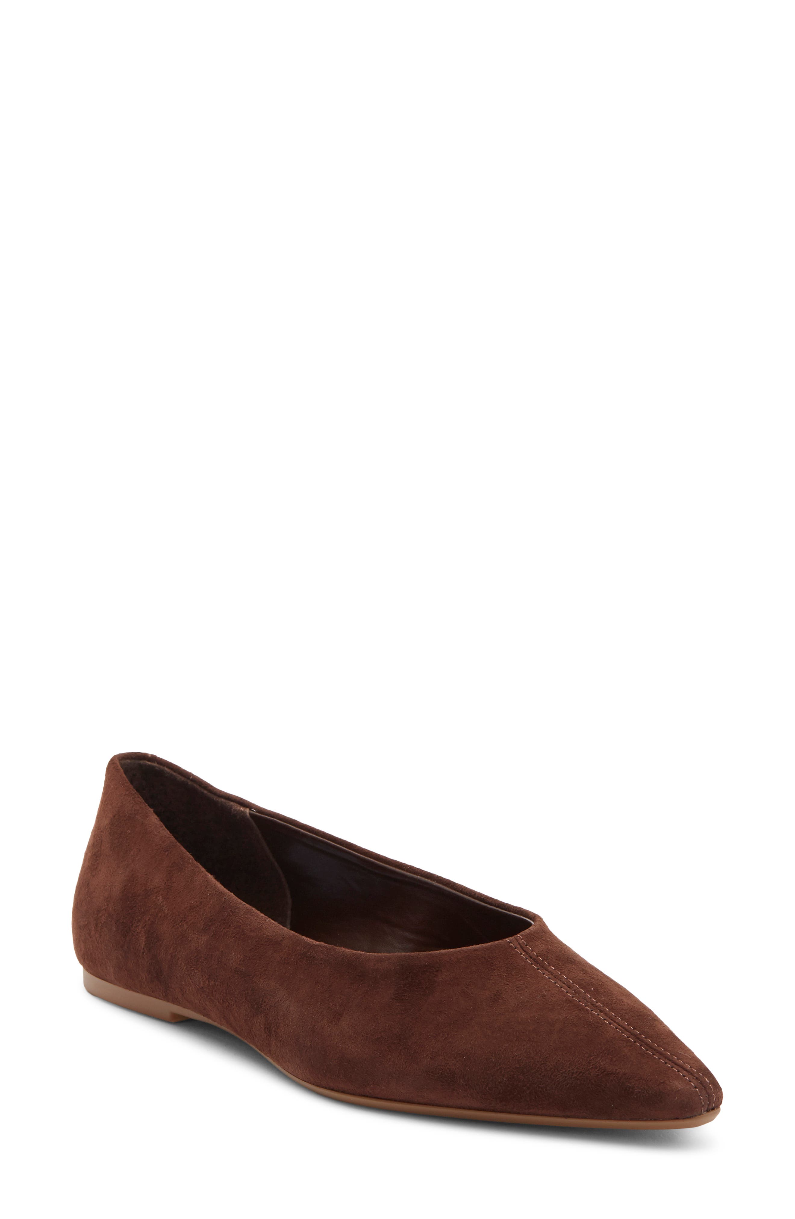 Bekah Pointed Toe Flat, Main, color, BROWN SUEDE
