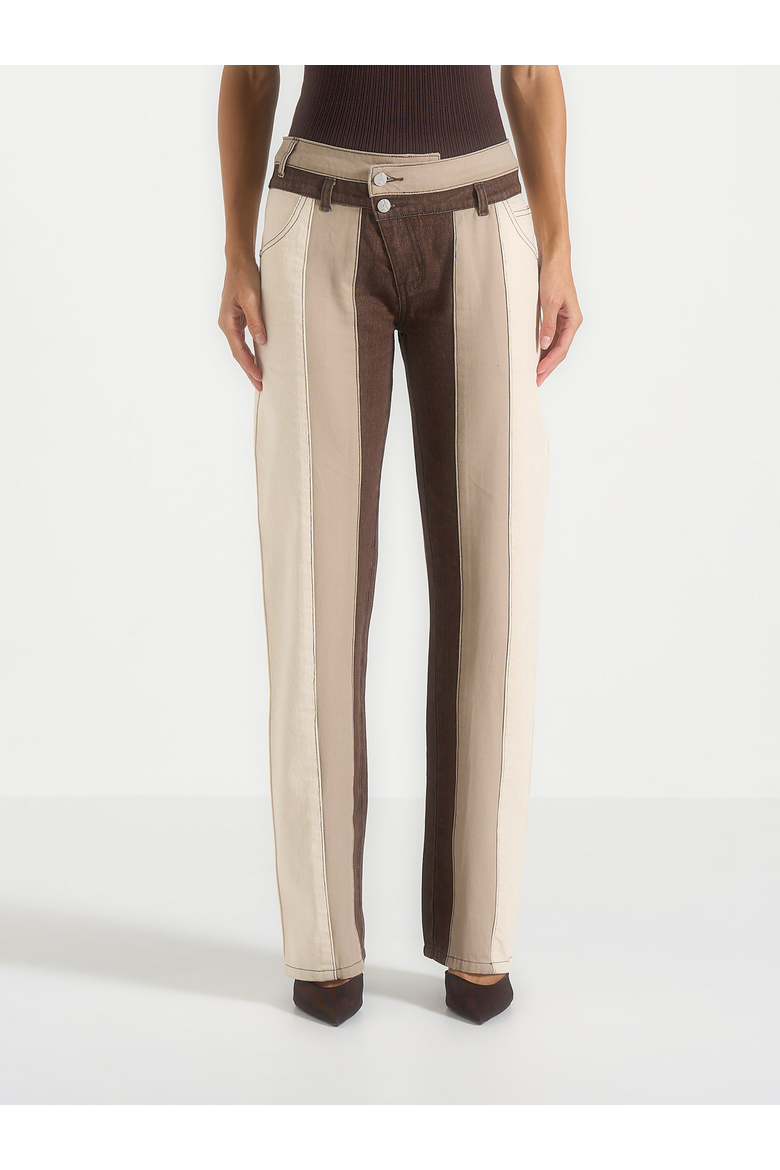 Jacinda Colour Block Straight Leg Jeans, Alternate, color, Brown