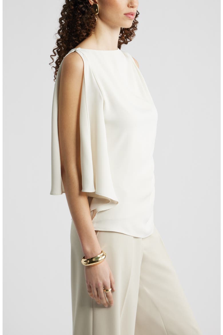 Single Split Sleeve Crepe Top, Alternate, color, IVORY TOFU