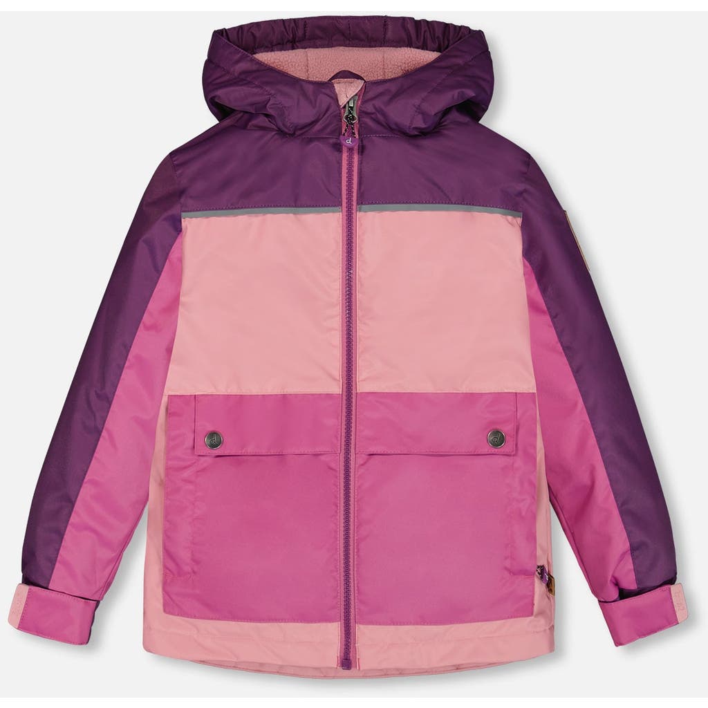 Deux Par Deux Little Girl's Colorblock Mid-season Jacket Pale Pink, Fuchsia, And Mauve In Pale Pink, Fuchsia, And Mauve
