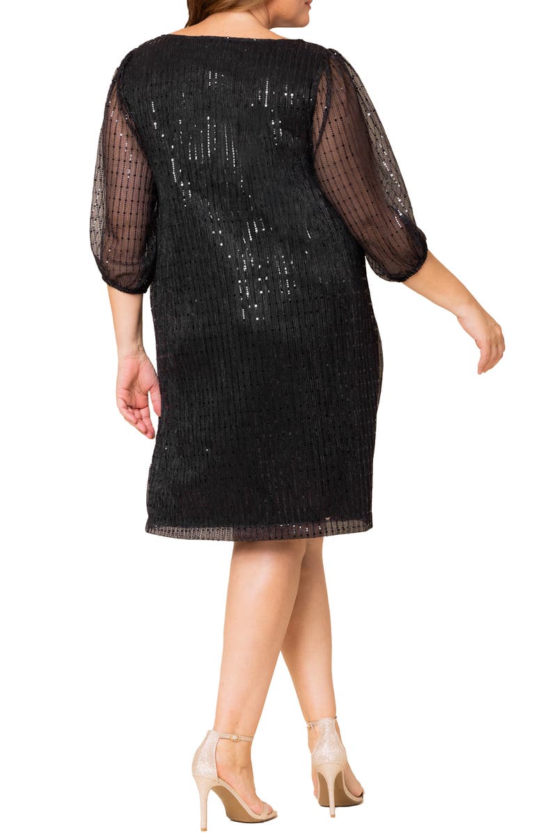 Kiyonna Sequin Splendor Shift Dress, Alternate, color, Onyx