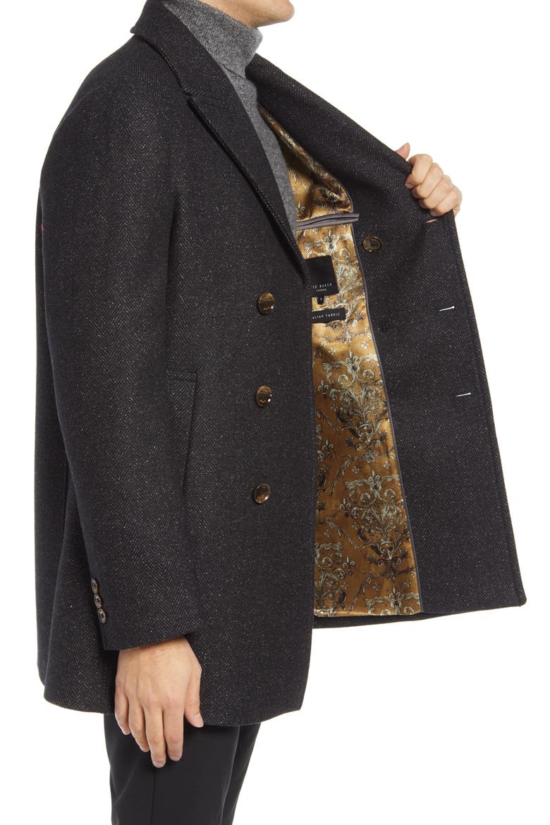 Loch Herringbone Peacoat, Alternate, color, GREY