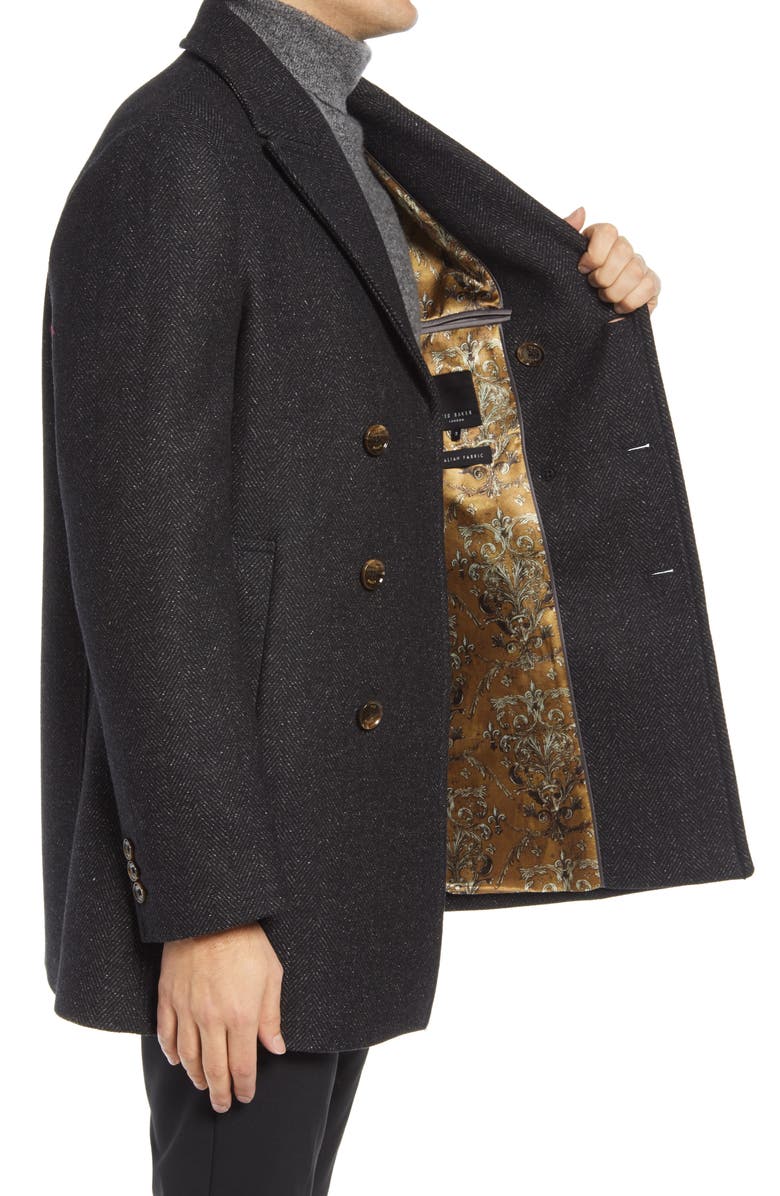 Ted Baker London Loch Herringbone Peacoat, Alternate, color, 