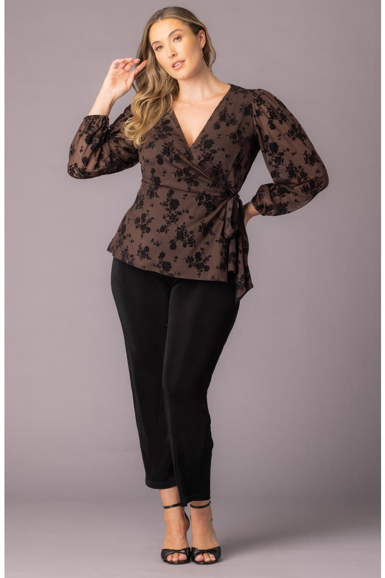 Alissa Print Wrap Top, Alternate, color, SABLE FLOCKED FLORALS