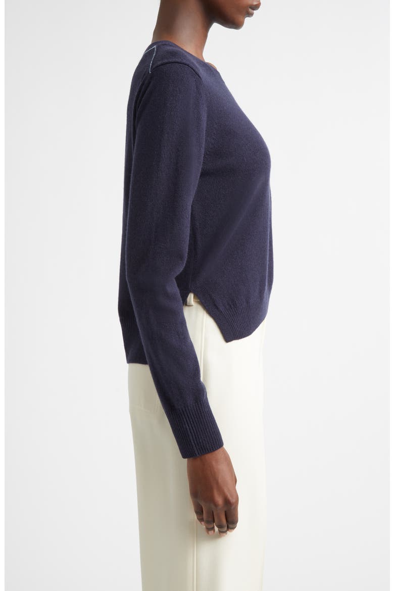 Floral Embroidered Cashmere Sweater, Alternate, color, NAVY