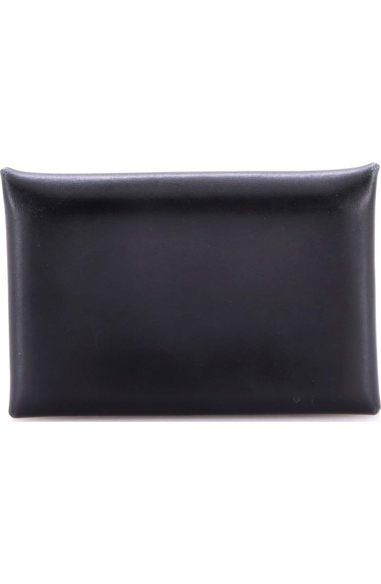 Pre-Owned Hermes Calvi Duo Card Holder Box Calf, Main, color, Noir