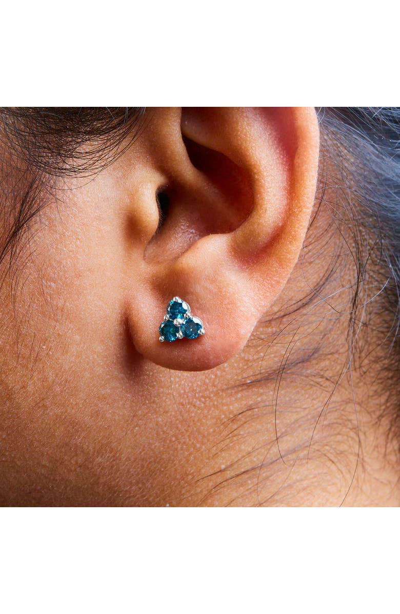 Haus of Brilliance 14KT White Gold Treated Blue Diamond Trio Stud Earrings, Alternate, color, White