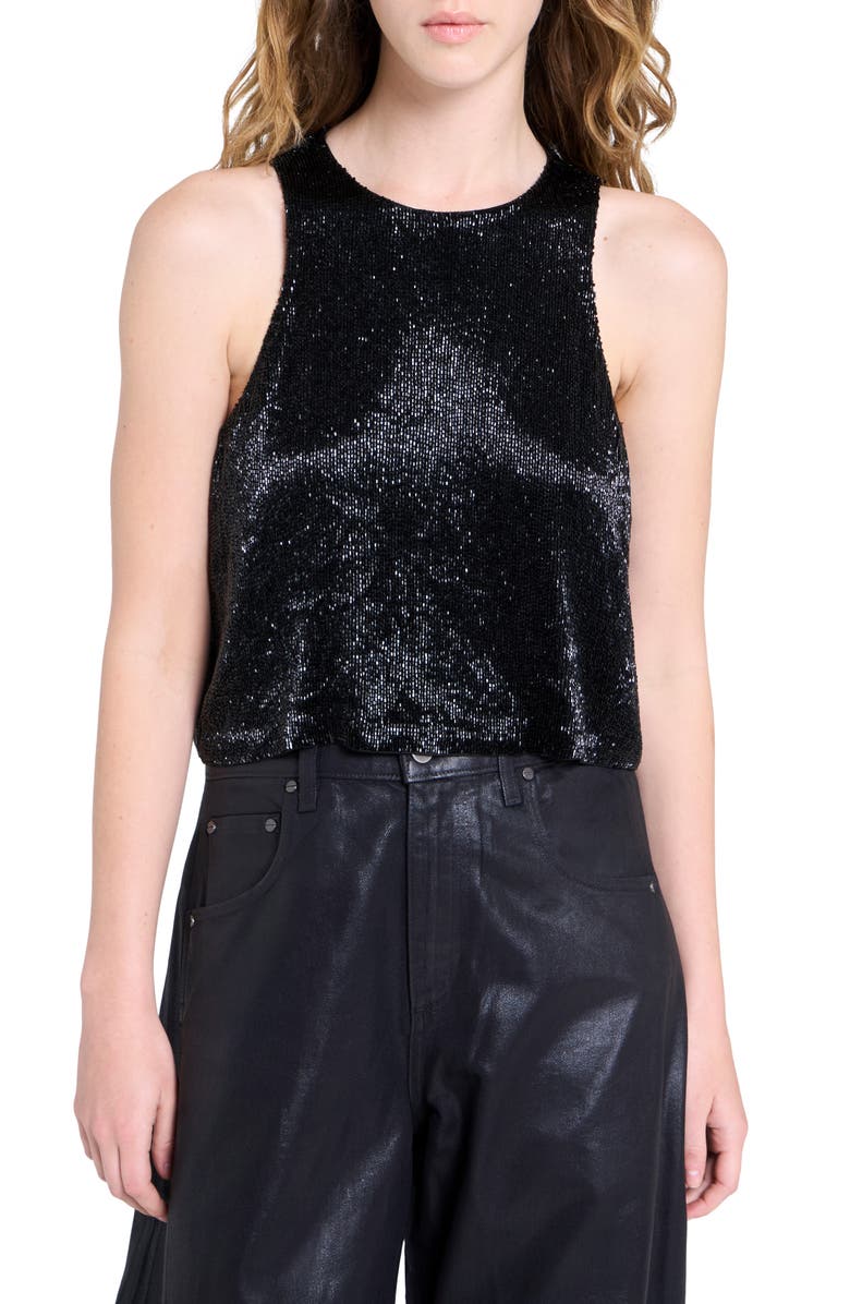 TWP Bugle Bead Crop Tank, Main, color, Black